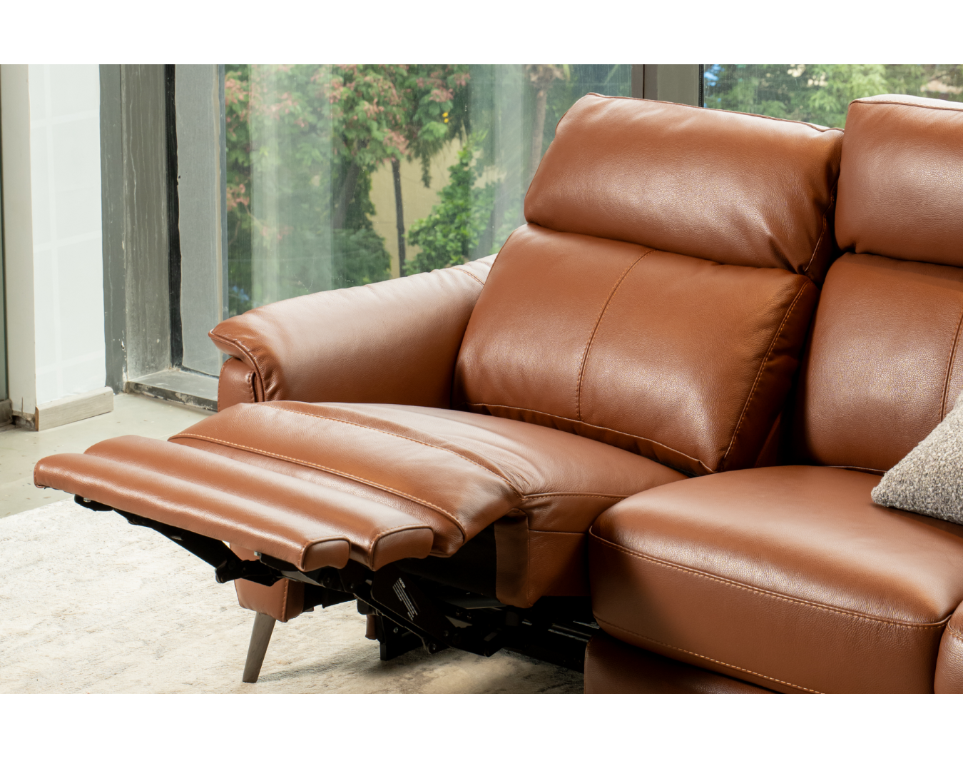 Luca 3-Seater & 2-Seater Half Leather Recliner Sofa (Brandy, Brown)