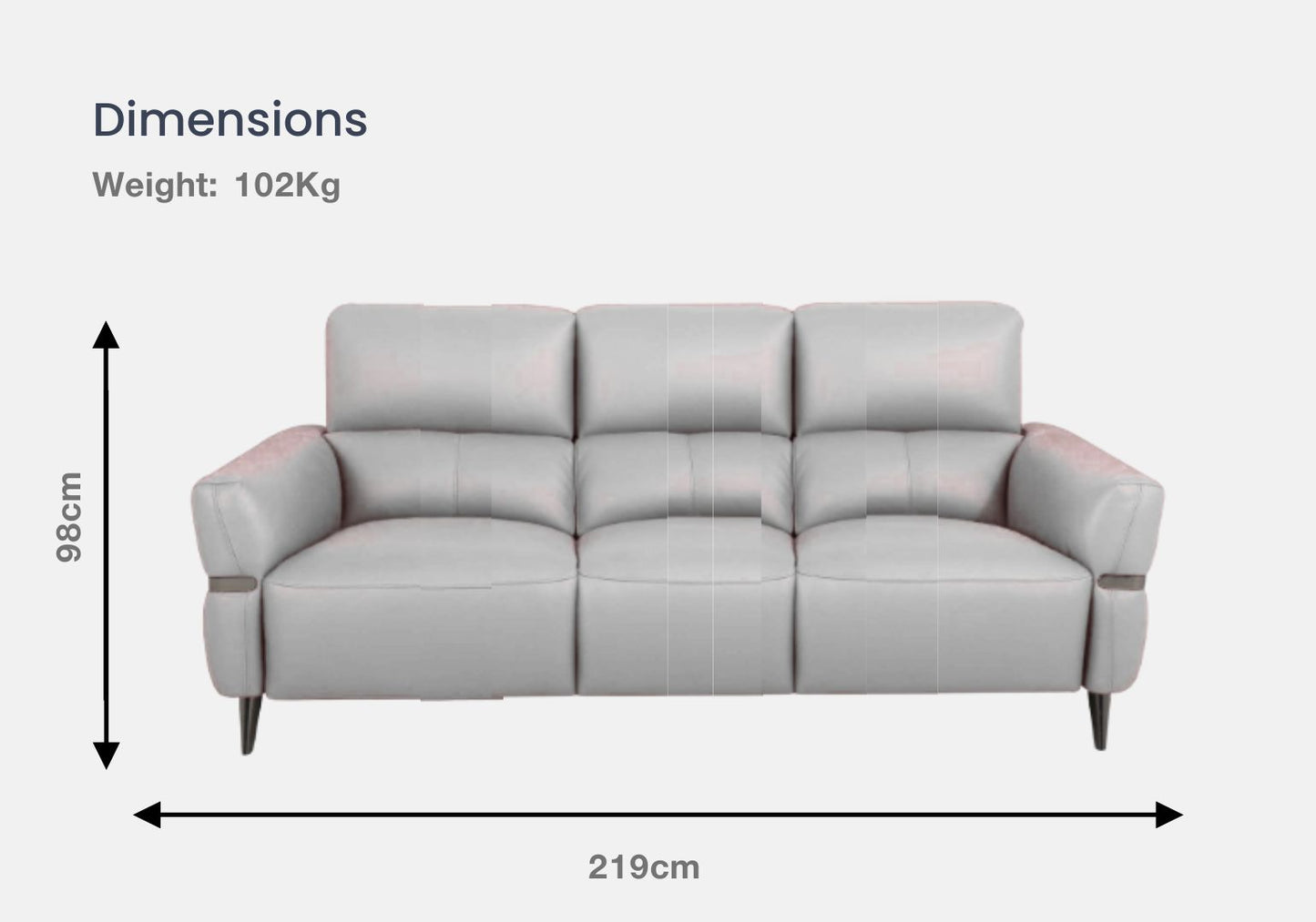 Amara 3-Seater & 2-Seater Half Leather Sofa With Recliner (Light Grey, Grey)