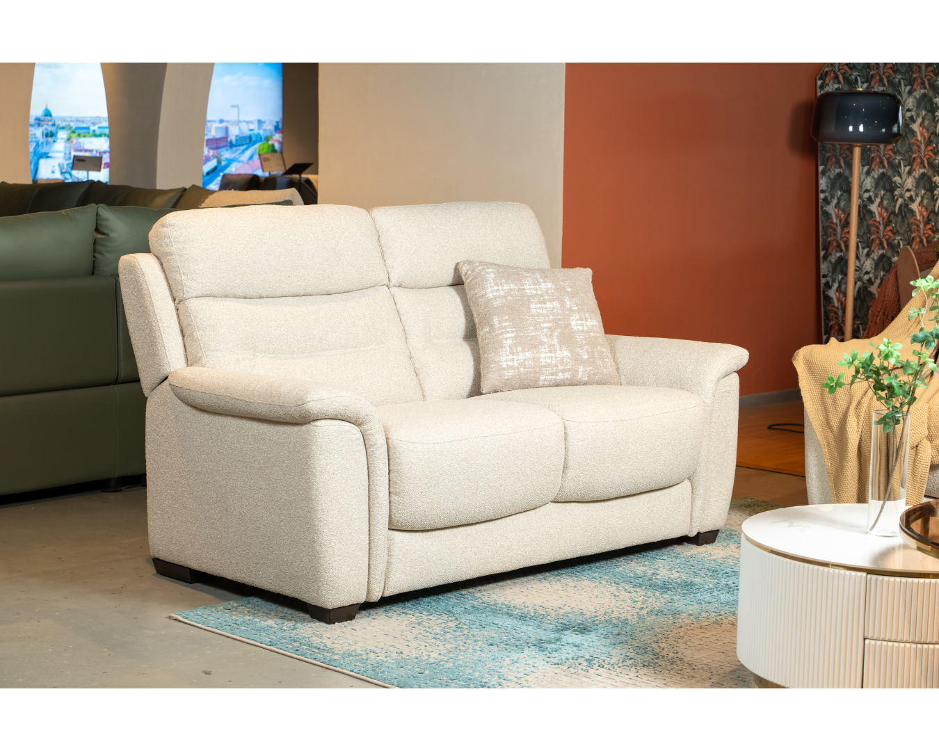 Maxwell 3 Seater Recliner Sofa & 2 Seater Stationary Sofa (Natural, Beige)