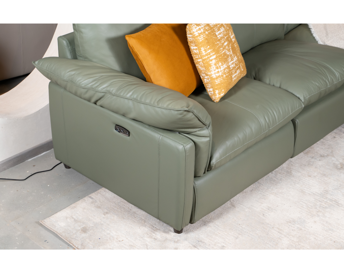 Fritz 3-Seater & 2-Seater Half Leather Recliner Sofa (Sage Green, Green)