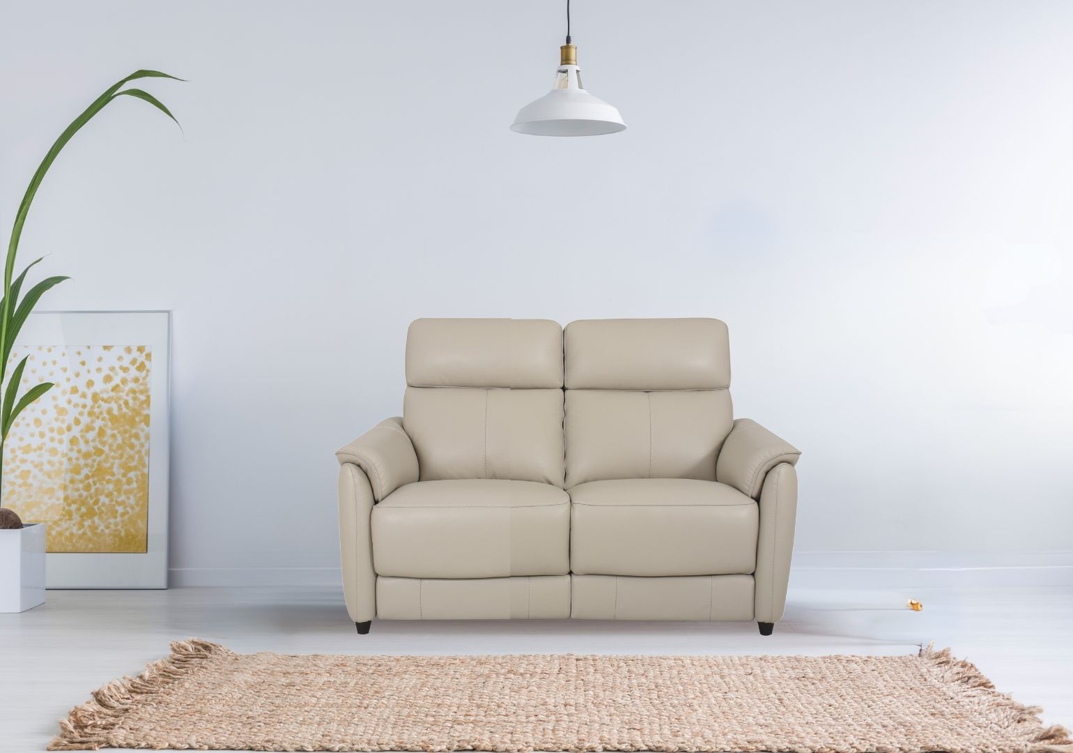 Lincoln 2-Seater Half Leather Sofa With Recliner (Silver Grey