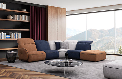 Reily 6 Seater Fabric Sofa with Adjustable Headrest