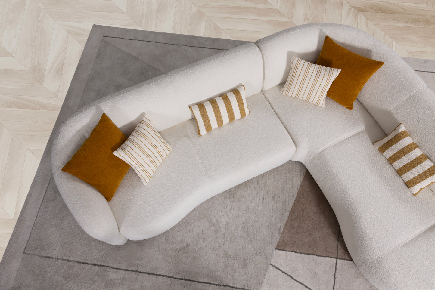 Gemma 5 Seater Fabric Sofa (Cream, Beige)