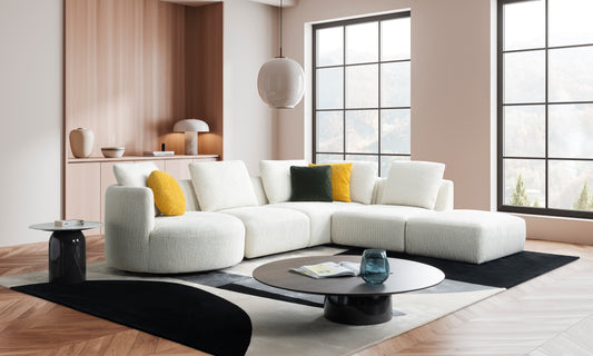 Geoff 6 Seater Fabric Sofa with Swivel Chair