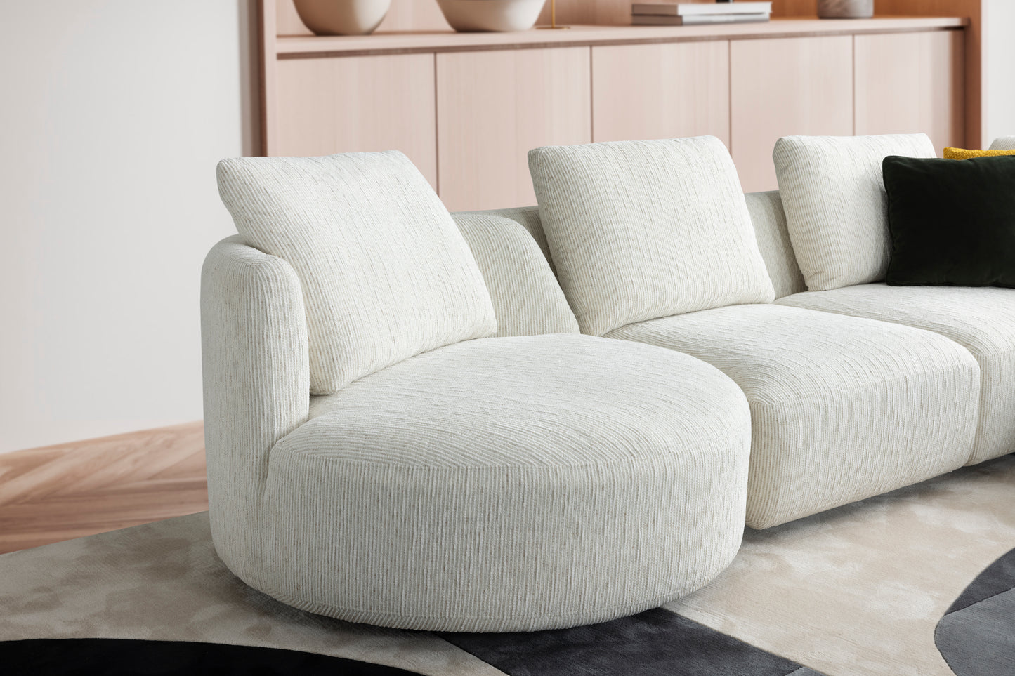 Geoff 6 Seater Fabric Sofa with Swivel Chair
