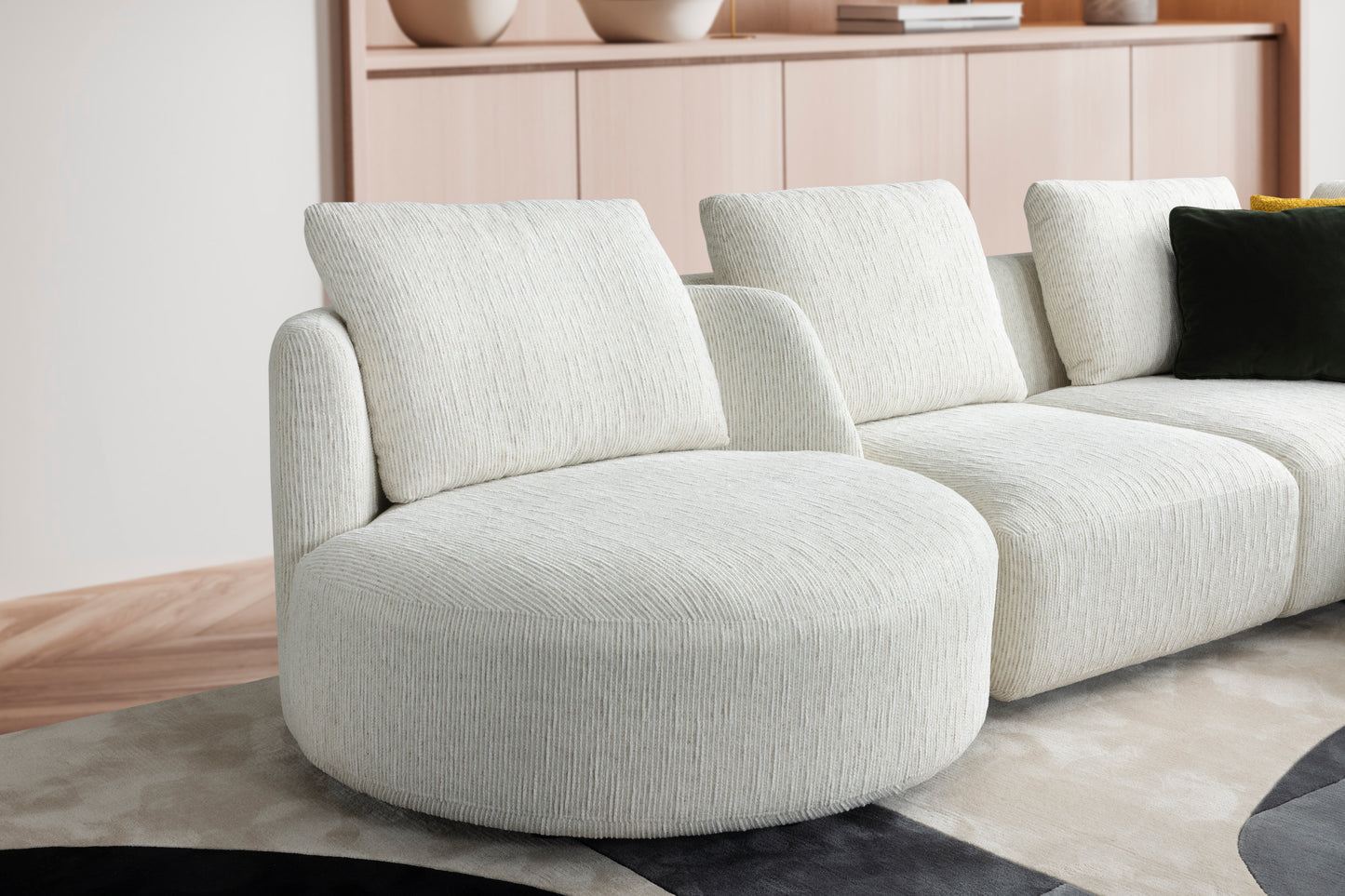 Geoff 6 Seater Fabric Sofa with Swivel Chair