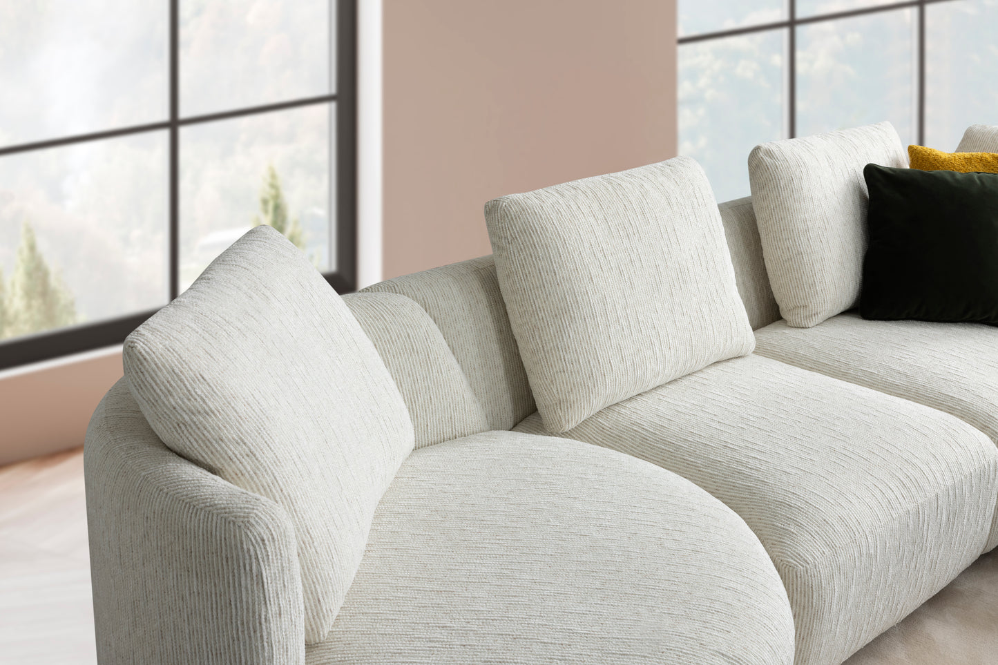 Geoff 6 Seater Fabric Sofa with Swivel Chair