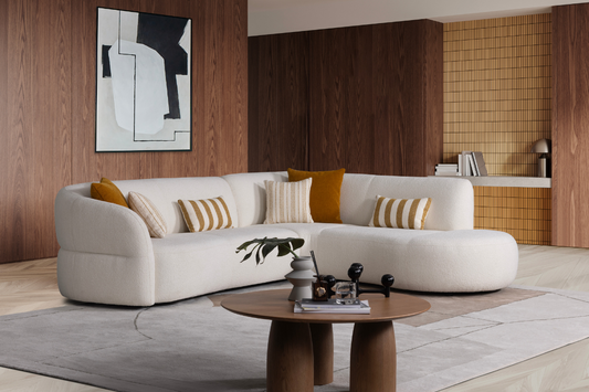 Gemma 5 Seater Fabric Sofa (Cream, Beige)