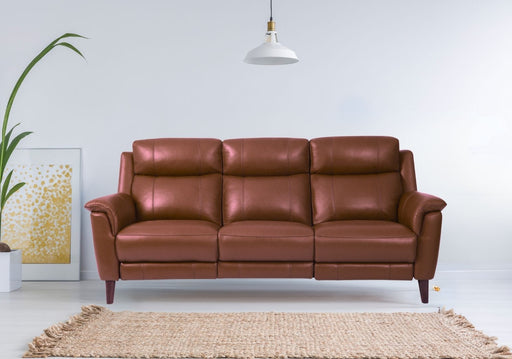 Symphony 3 Seater & 2-Seater Half Leather Sofa With Recliner (Brandy, Brown)