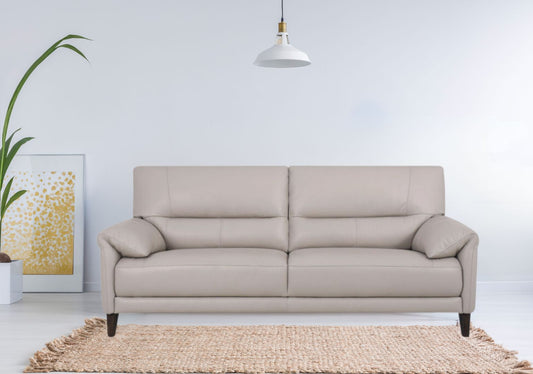 Greta 3 Seater & 2 Seater Half-Leather Sofa (Pine Bark, Cream)
