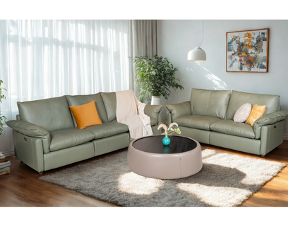 Fritz 3-Seater & 2-Seater Half Leather Recliner Sofa (Sage Green, Green)