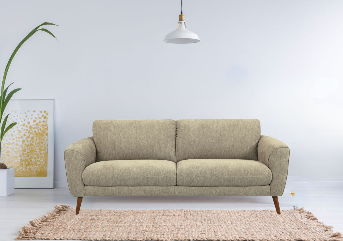 Porto 3 Seater Fabric Sofa (Beige, Cream)