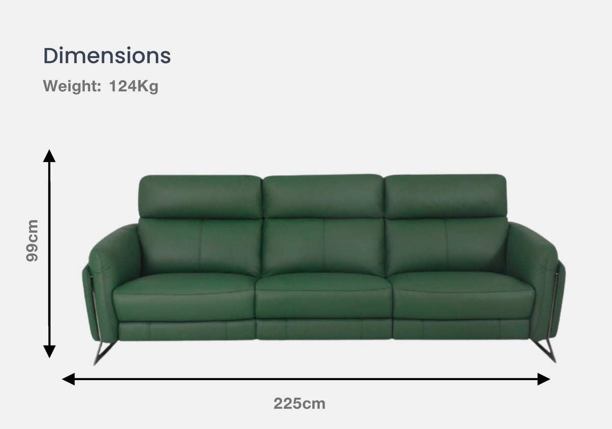 Ski 3-Seater Half Leather Sofa With Recliner (Chive Green, Green)