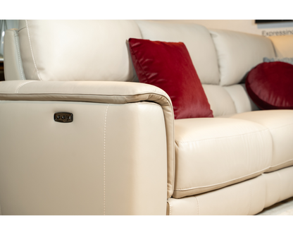 Otis Corner Half Leather Recliner Sofa with Centre Console (Oatmeal, Grey)