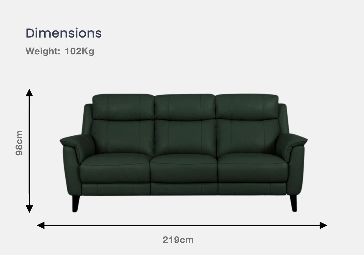 Symphony 3 Seater & 2-Seater Half Leather Sofa With Recliner (Kelp Green, Green)