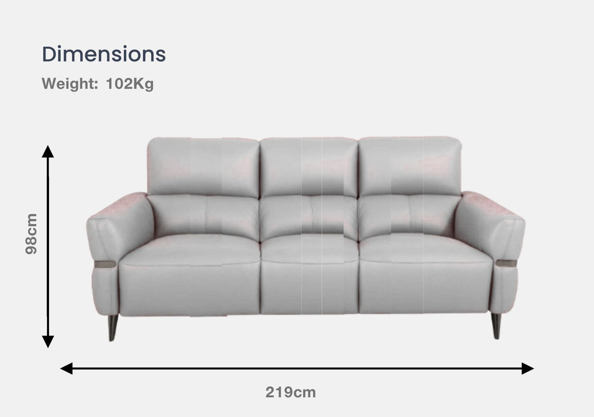 Amara 3-Seater & 2-Seater Half Leather Sofa With Recliner (Light Grey, Grey)