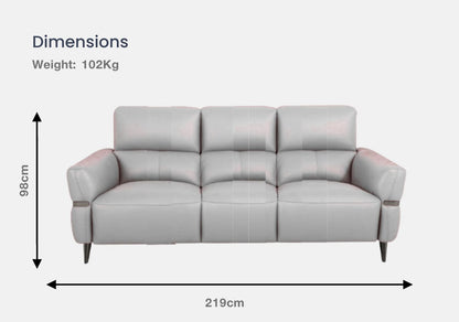 Amara 3-Seater & 2-Seater Half Leather Sofa With Recliner (Light Grey, Grey)