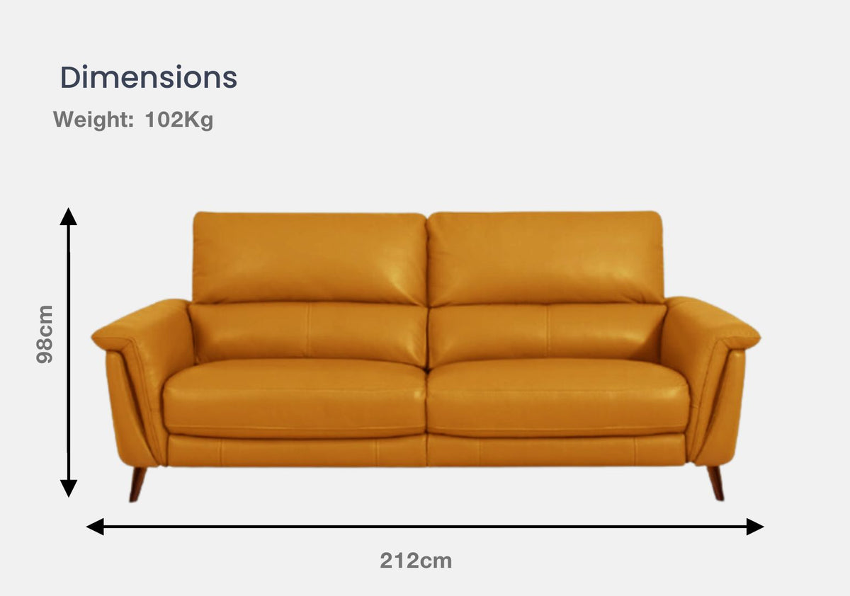 Forli 3-Seater & 2-Seater Leather Sofa With Recliner (Honey Yellow, Yellow)