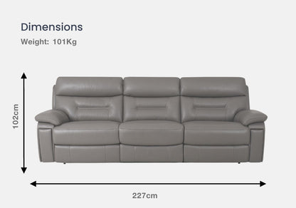 Zenith 3 Seater & 2 Seater Half-Leather Recliner Sofa (Elephant, Grey)