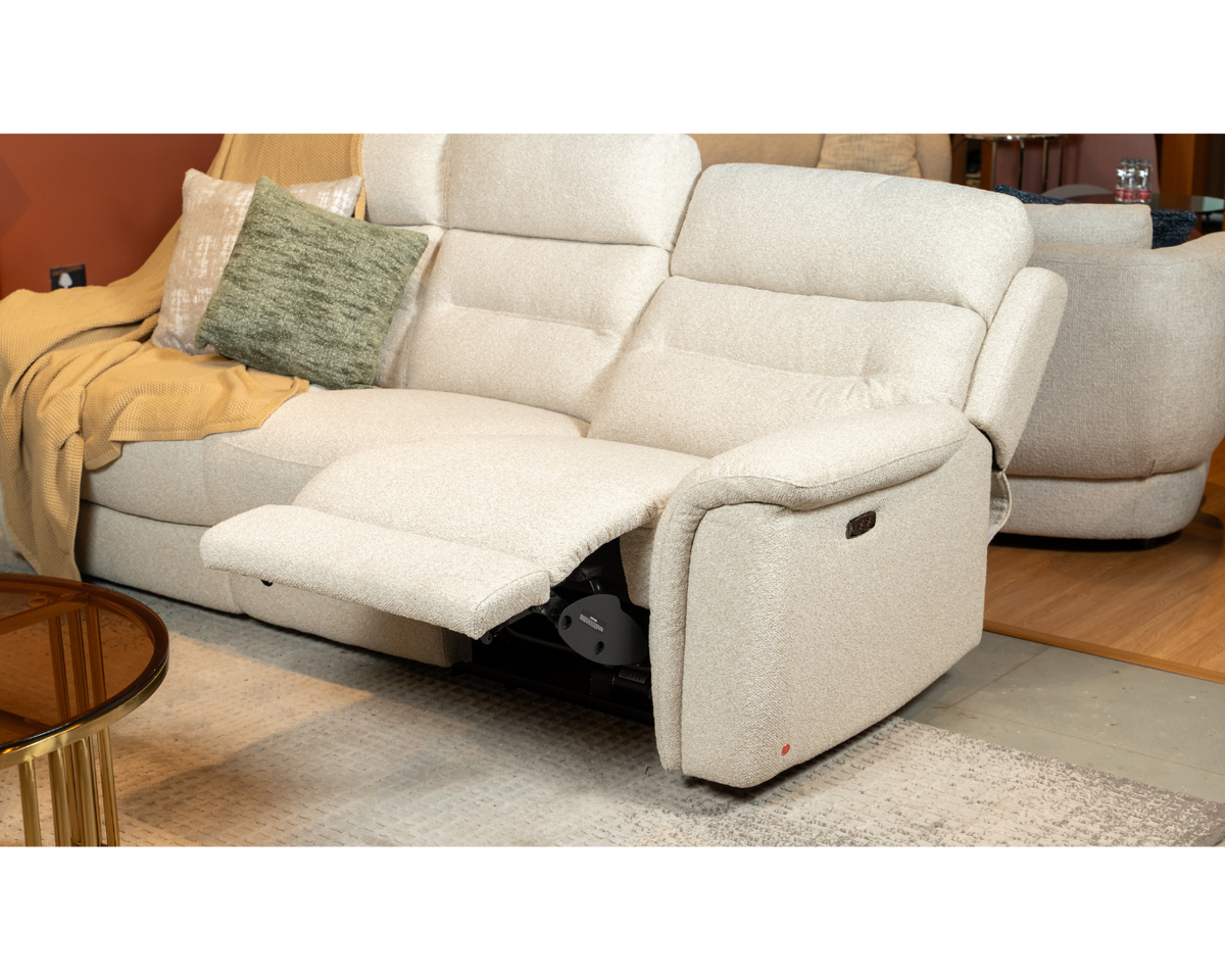 Maxwell 3 Seater Recliner Sofa & 2 Seater Stationary Sofa (Natural, Beige)