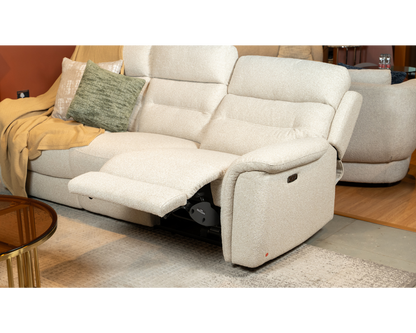 Maxwell 3 Seater Recliner Sofa & 2 Seater Stationary Sofa (Natural, Beige)