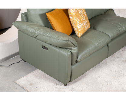 Fritz 3-Seater & 2-Seater Half Leather Recliner Sofa (Sage Green, Green)