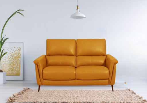 Forli 2-Seater Leather Sofa With Recliner (Honey Yellow, Yellow)