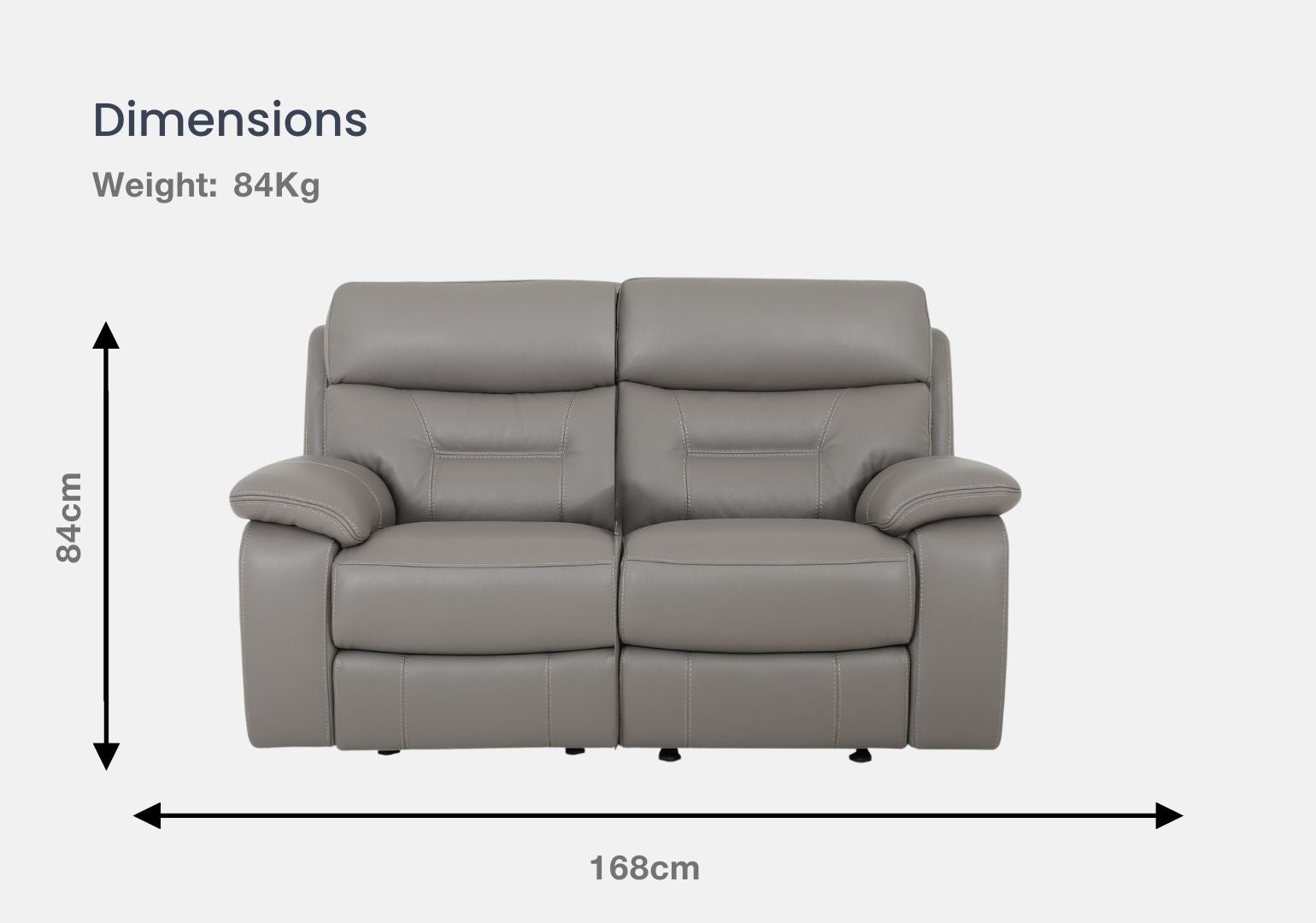 Zenith Seater Seater Half-Leather Recliner Sofa (Elephant