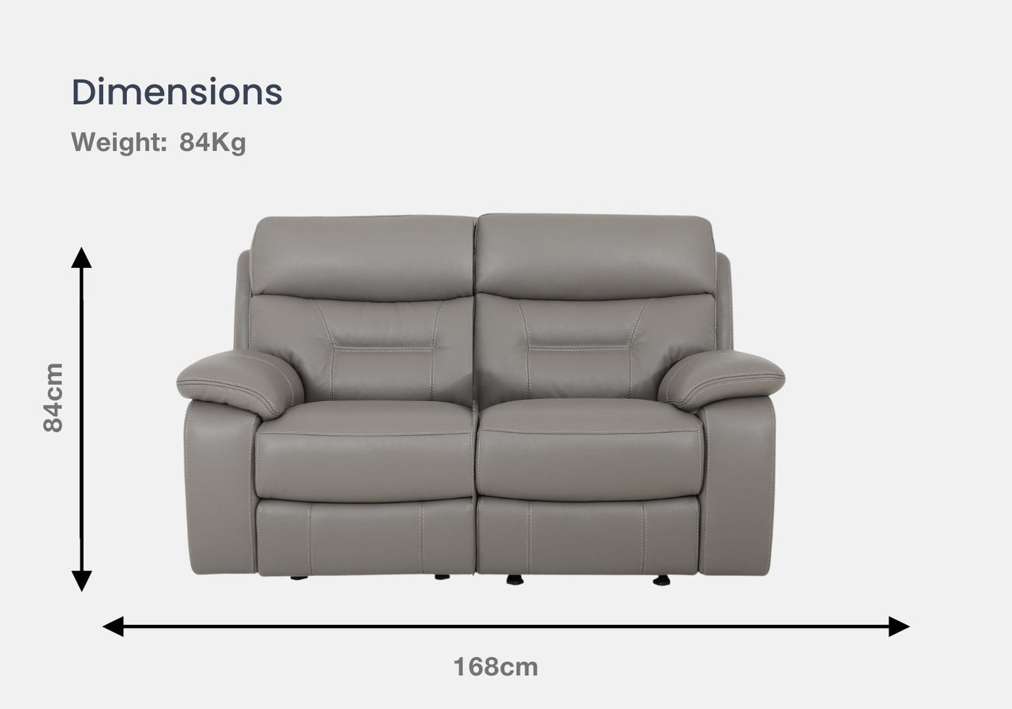 Zenith 3 Seater & 2 Seater Half-Leather Recliner Sofa (Elephant, Grey)