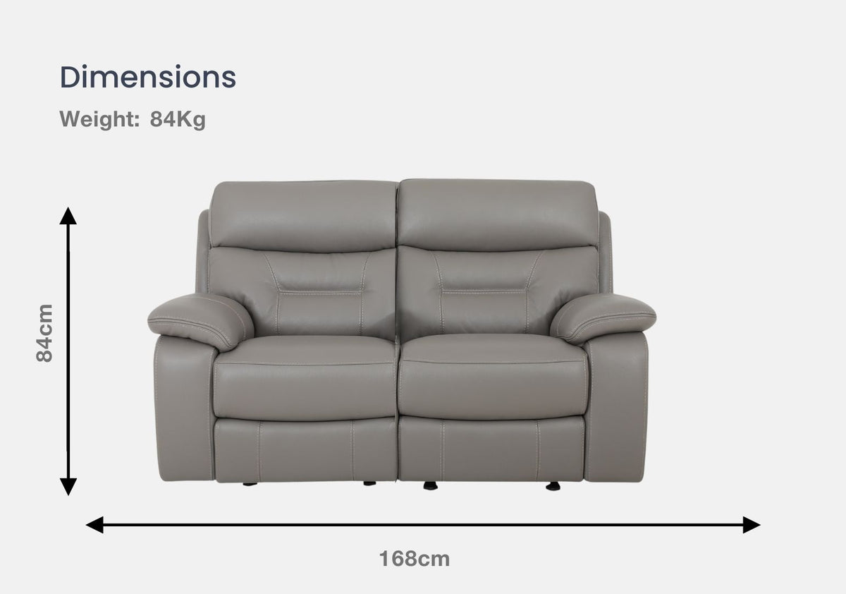 Zenith 3 Seater & 2 Seater Half-Leather Recliner Sofa (Elephant, Grey)