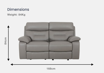 Zenith 3 Seater & 2 Seater Half-Leather Recliner Sofa (Elephant, Grey)