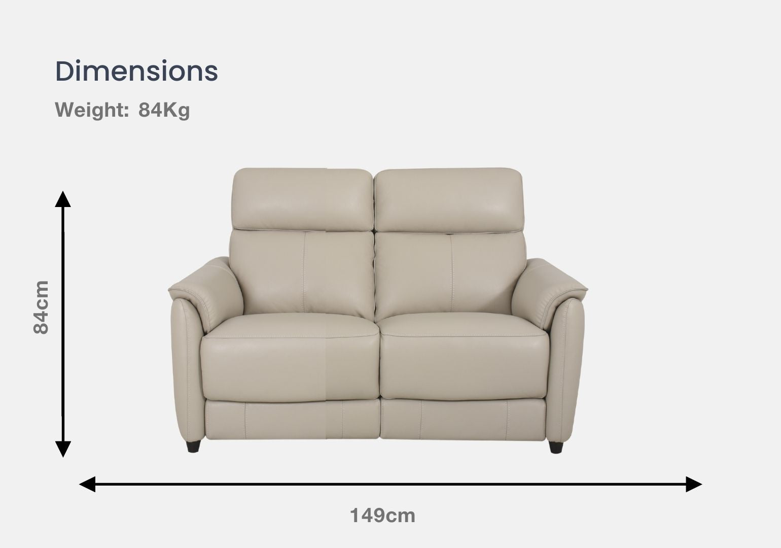 Lincoln 2-Seater Half Leather Sofa With Recliner (Silver Grey