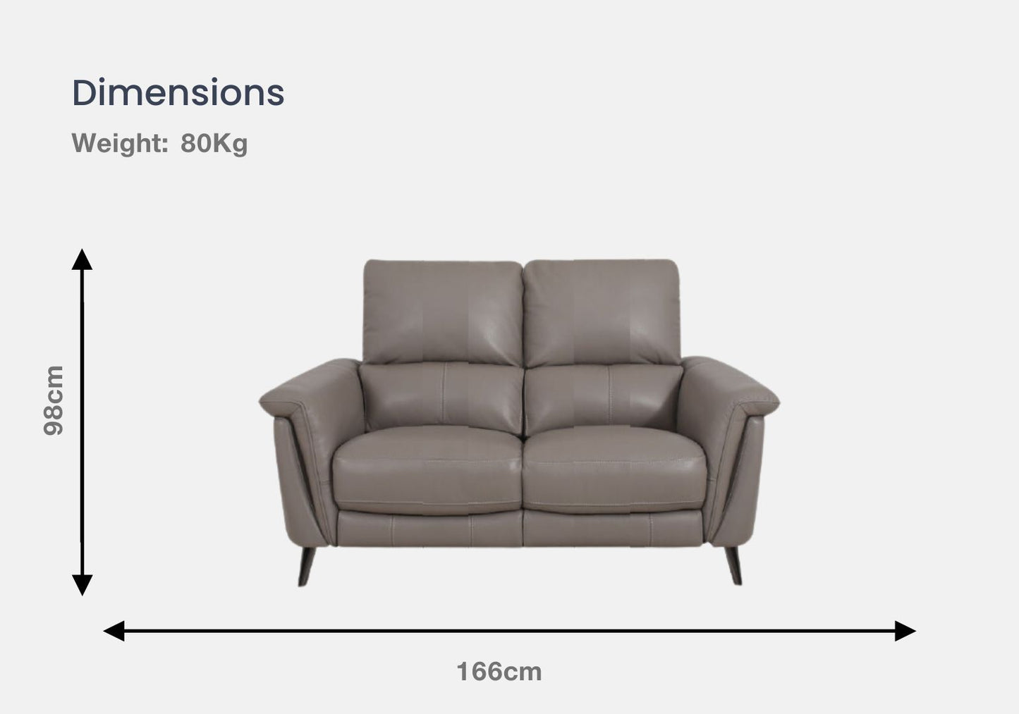 Forli 2-Seater Half Leather Sofa With Recliner (Taupe, Grey)