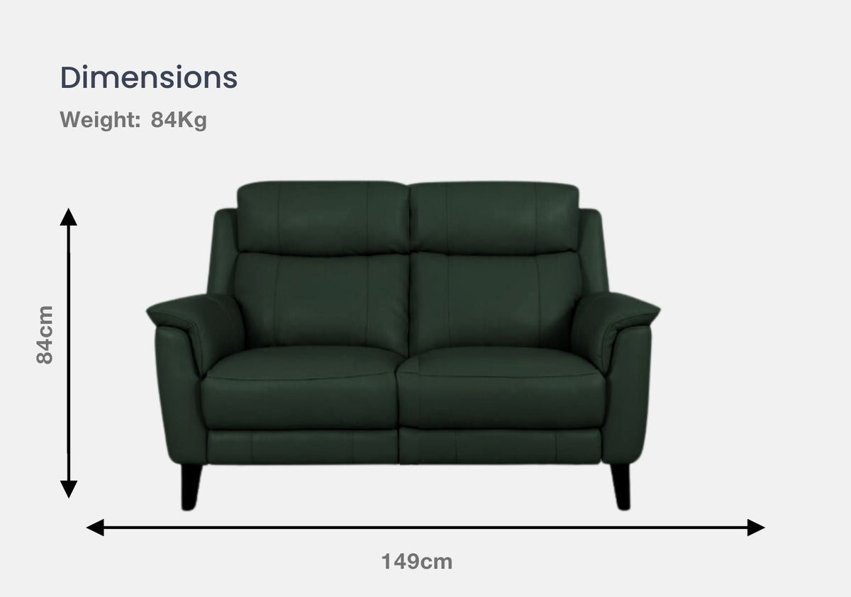 Symphony 2-Seater Half Leather Sofa With Recliner (Kelp Green, Green)