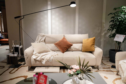 Stella 3 + 2-Seater Fabric Sofa With Power Lift Up (Beige, Cream)