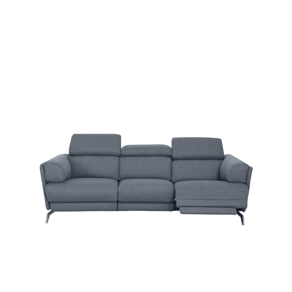 Blush 3 seater sofa with 2 recliners in Grey Lagoon Fabric, 221cm